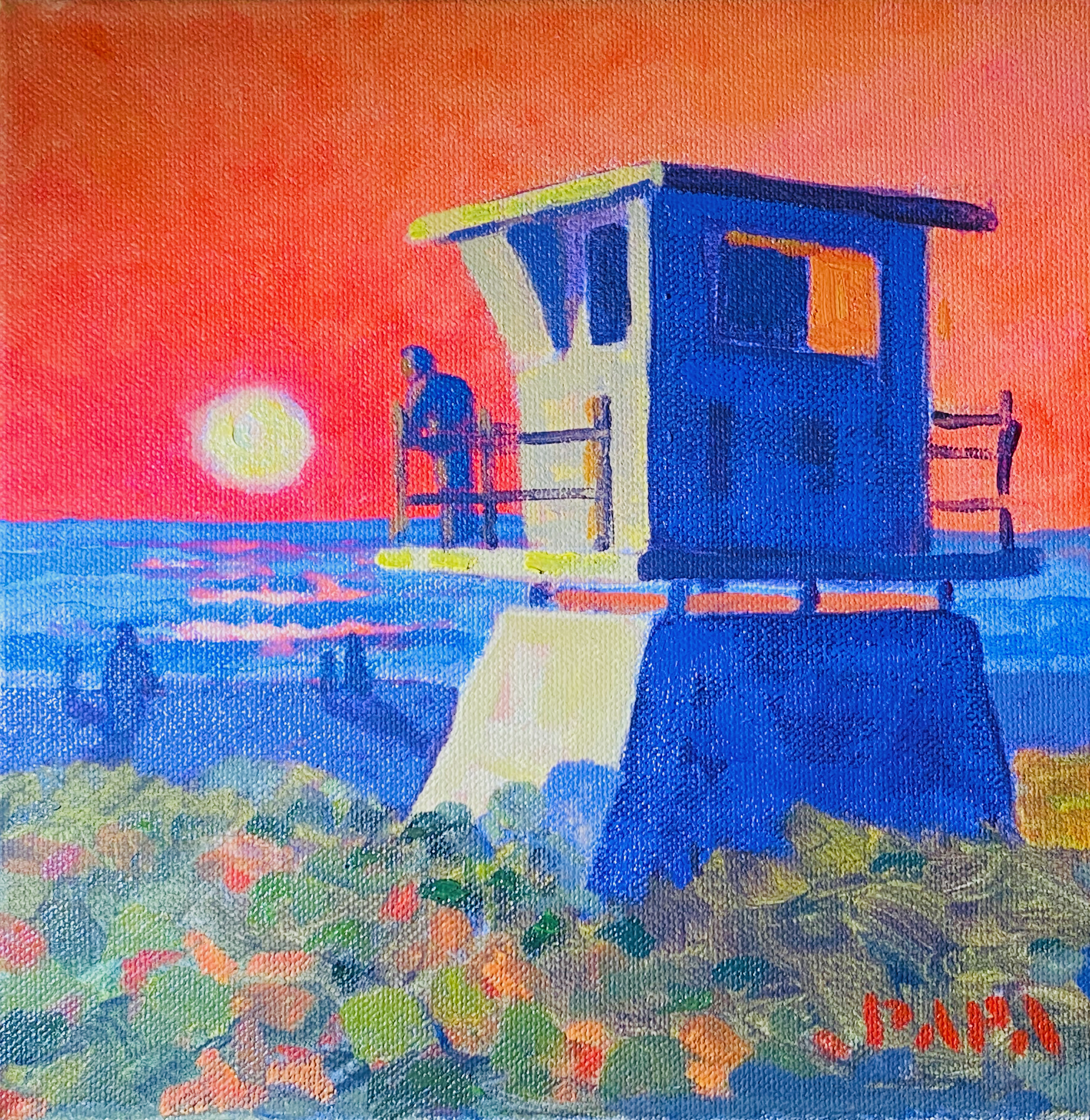 Sunrise at Hobe Sound / oil, 8x8 by Ralph Papa